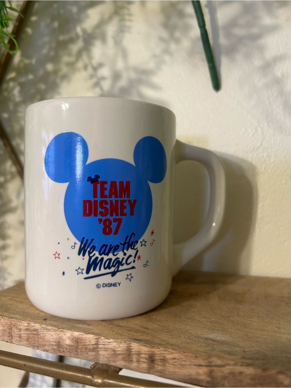 RARE Employee Team Disney ‘87 White Mug with Blue Mickey Head We are Magic